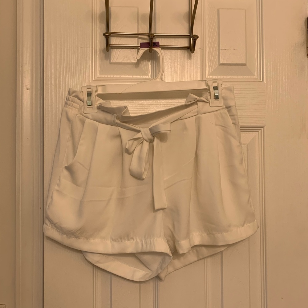 White bow tie shorts